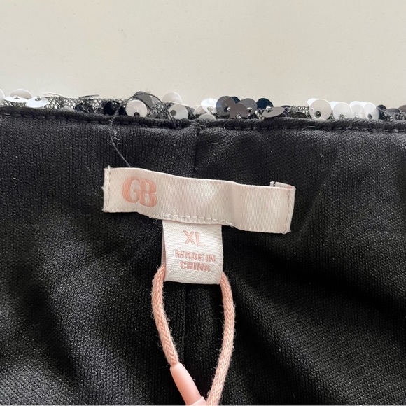 GB Black and White Checkered Sequin Mini Skirt NWT - Picture 3 of 5